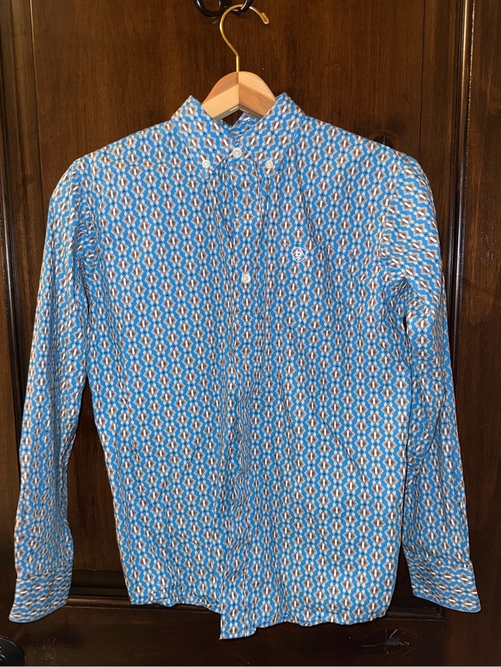 Ariat Blue & White Geometric Button-Down Shirt